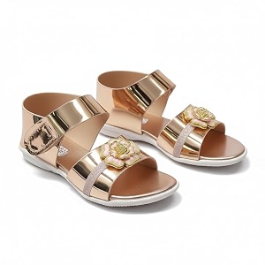 -Girls Trendy Sandals with Holographic Floral Strap