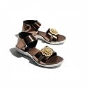 -Girls Trendy Sandals with Holographic Floral Strap
