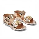 -Girls Trendy Sandals with Holographic Floral Strap