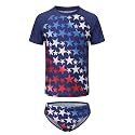 Girls Two Piece Rash Guard Swimsuits Set Short Sleeve Bathing Suit for Kids Hawaiian Swimwear Set 3-16 Years