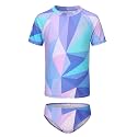 Girls Two Piece Rash Guard Swimsuits Set Short Sleeve Bathing Suit for Kids Hawaiian Swimwear Set 3-16 Years