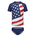 Girls Two Piece Rash Guard Swimsuits Set Short Sleeve Bathing Suit for Kids Hawaiian Swimwear Set 3-16 Years