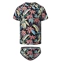 Girls Two Piece Rash Guard Swimsuits Set Short Sleeve Bathing Suit for Kids Hawaiian Swimwear Set 3-16 Years