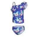 Girls Two Piece Swimsuits Hawaiian Ruffle Tankini Swimwear Bathing Suit Set