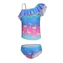 Girls Two Piece Swimsuits Hawaiian Ruffle Tankini Swimwear Bathing Suit Set