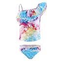 Girls Two Piece Tankini Swimsuit Hawaiian Ruffle Swimwear Bathing Suit Set
