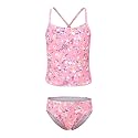 Girls Two Piece Tankini Swimsuit Hawaiian Ruffle Swimwear Bathing Suit Set