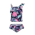 Girls Two Piece Tankini Swimsuit Hawaiian Ruffle Swimwear Bathing Suit Set