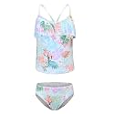 Girls Two Piece Tankini Swimsuit Hawaiian Ruffle Swimwear Bathing Suit Set