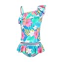 Girls Two Piece Tankini Swimsuits Hawaiian Ruffle Bathing Suit Summer Beach Swimwear Set