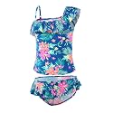 Girls Two Piece Tankini Swimsuits Hawaiian Ruffle Bathing Suit Summer Beach Swimwear Set
