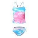 Girls Two Piece Tankini Swimsuits Tie Dye Bathing Suit Kids Hawaiian Swimwear Set 3-16 Years