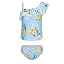 Girls Two Piece Tankini Swimsuits Tie Dye Bathing Suit for Kids One Shoulder Swimwear 3-16 Years