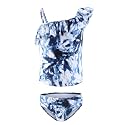 Girls Two Piece Tankini Swimsuits Tie Dye Bathing Suit for Kids One Shoulder Swimwear 3-16 Years