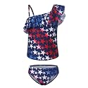 Girls Two Piece Tankini Swimsuits Tie Dye Bathing Suit for Kids One Shoulder Swimwear 3-16 Years