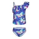 Girls Two Piece Tankini Swimsuits Tie Dye Bathing Suit for Kids One Shoulder Swimwear 3-16 Years