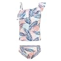 Girls Two Piece Tankini Swimsuits Tie Dye Bathing Suit for Kids One Shoulder Swimwear 3-16 Years