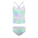 Girls Two Piece Tankini Swimsuits Tie Dye Bathing Suit Kids Hawaiian Swimwear Set 3-16 Years