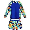 Girls Two Pieces Rash Guard Swimsuit Long Sleeve Tankini for 3-13 Years