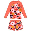 Girls Two Pieces Rash Guard Swimsuit Long Sleeve Tankini for 3-13 Years