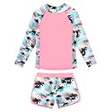 Girls Two Pieces Rash Guard Swimsuit Long Sleeve Tankini for 3-13 Years