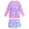 Girls Two Pieces Rash Guard Swimsuit Long Sleeve Tankini for 3-13 Years