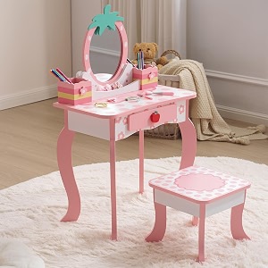 Girls Vanity Table and Chair SetWooden Vanity