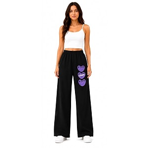 Girls Wide Leg Casual Pant with Graphic