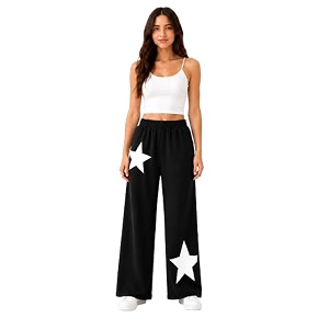 Girls Wide Leg Casual Pant with Graphic