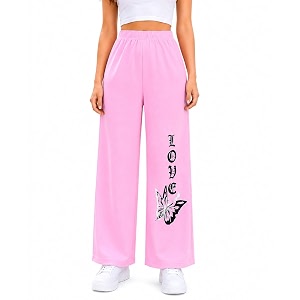 Girls Wide Leg Casual Pant with Graphic