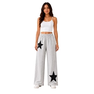 Girls Wide Leg Casual Pant with Graphic