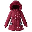 Girls Winter Dress Coat Faux Fur Hood Puffer Jacket Parka Outerwear