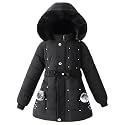 Girls Winter Dress Coat Faux Fur Hood Puffer Jacket Parka Outerwear