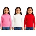 Girls Winter High Neck Sweater Pack of 3 – Full Sleeve Ribbed Pullover for Kids | Warm &amp; Stretchable Turtleneck Tops