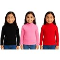 Girls Winter High Neck Sweater Pack of 3 – Full Sleeve Ribbed Pullover for Kids | Warm & Stretchable Turtleneck Tops