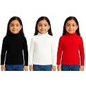 Girls Winter High Neck Sweater Pack of 3 – Full Sleeve Ribbed Pullover for Kids | Warm &amp; Stretchable Turtleneck Tops