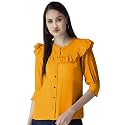 GirlsWomen Cuffed Sleeves Solid Shirt Style top-102