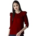 GirlsWomen Cuffed Sleeves Solid Shirt Style top-102