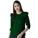 GirlsWomen Cuffed Sleeves Solid Shirt Style top-102