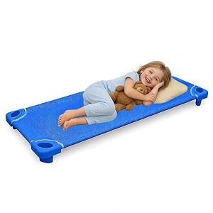 gisco stackable kids bed for daycare amp preschool toddler nap cot for ages 07 durable classroom sleeping bed for nap time lightweight amp easy storage standard size blue pack of 1