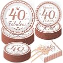 gisgfim 50 Guests 40th Birthday Decorations Plates Napkins for Women Rose Gold Party Supplies 40 Fabulous Happy Birthday Tableware Set Cheers to 40 Years Party Decor Table Decors for Her Girl 200Pcs