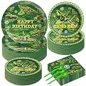 gisgfim 50 Guests Army Birthday Party Decorations Camo Birthday Party Supplies Army Party Plates and Napkins Military Soldier Camouflage Party Decorations Favors for Birthday Baby Shower 200 PCS