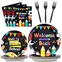 gisgfim 96 Pcs Back to School Party Plates and Napkins Party Supplies School Season Tableware Set Back to School Party Decorations Favors for Kids Serves 24