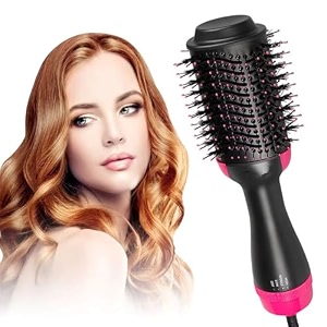 hot air brush 3 in1 styling brush one step hair dryer styler volumizer hair straightener curler brush for all hairstyle negative ion hair straightener and curly comb with anti-scald black 1200 watts