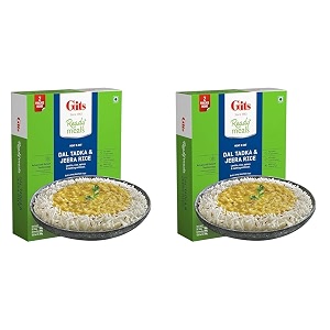 gits ready to eat jeera rice amp dal tadka combo meal pure veg heat and eat 375g pack of 2