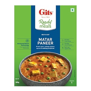 gits matar paneer sabzi ready to eat pouch microwaveable  285g
