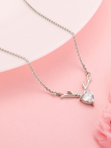 giva 925 silver deer heart necklacelifetime plating6 month warranty rhodium zircon sterling silver pendant