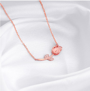 giva 925 silver rose gold pink quartz flower necklace for women zircon rhodium plated sterling silver necklace