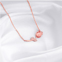 GIVA 925 Silver Rose Gold Pink Quartz Flower Necklace for Women Zircon Rhodium Plated Sterling Silver Necklace