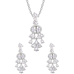 giva 925 silver chandelier set with earrings and pendant gifts for girlfriend gifts for women and girls  with certificate of authenticity and 925 stamp  6 month warranty
